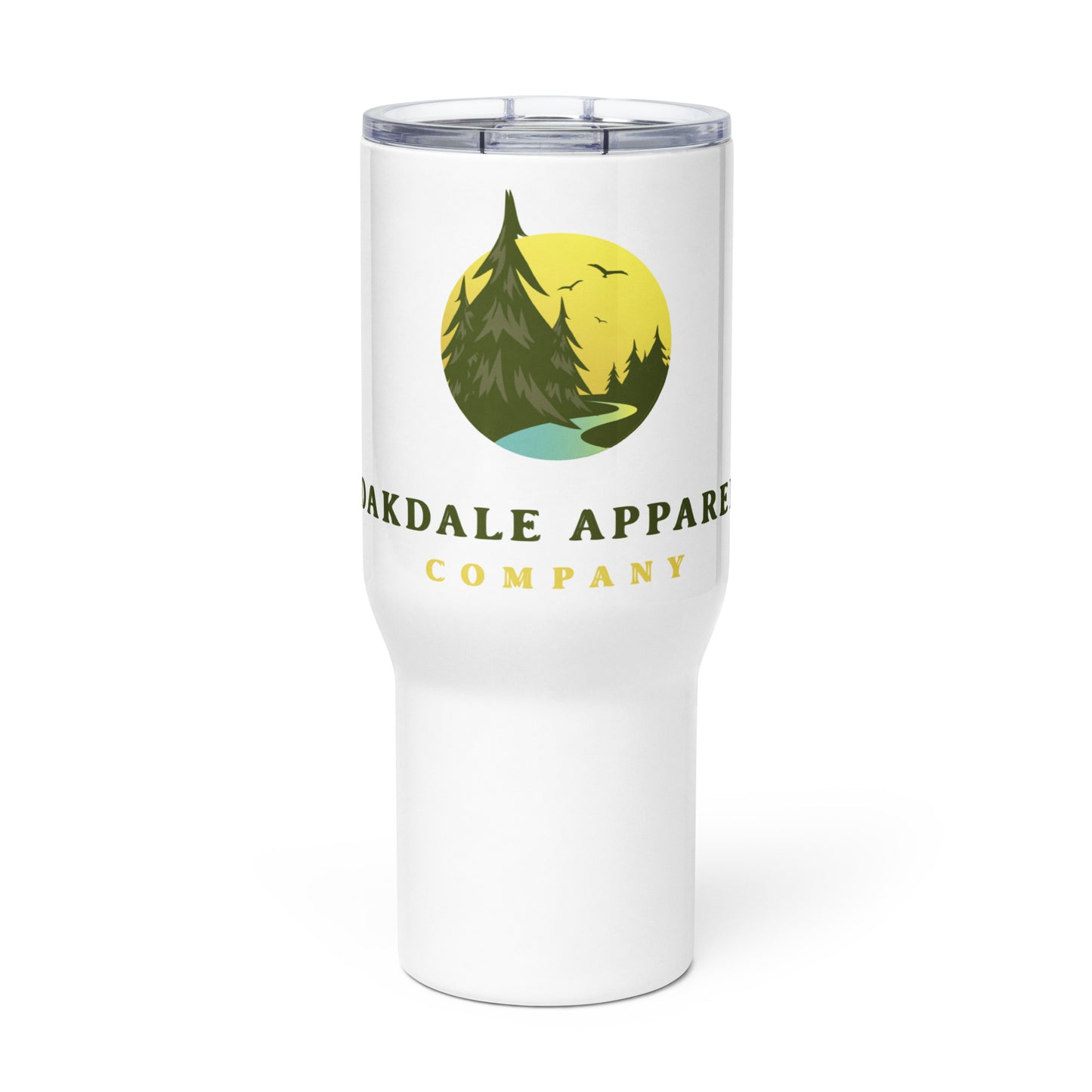 Oakdale Apparel Co Travel mug with a handle