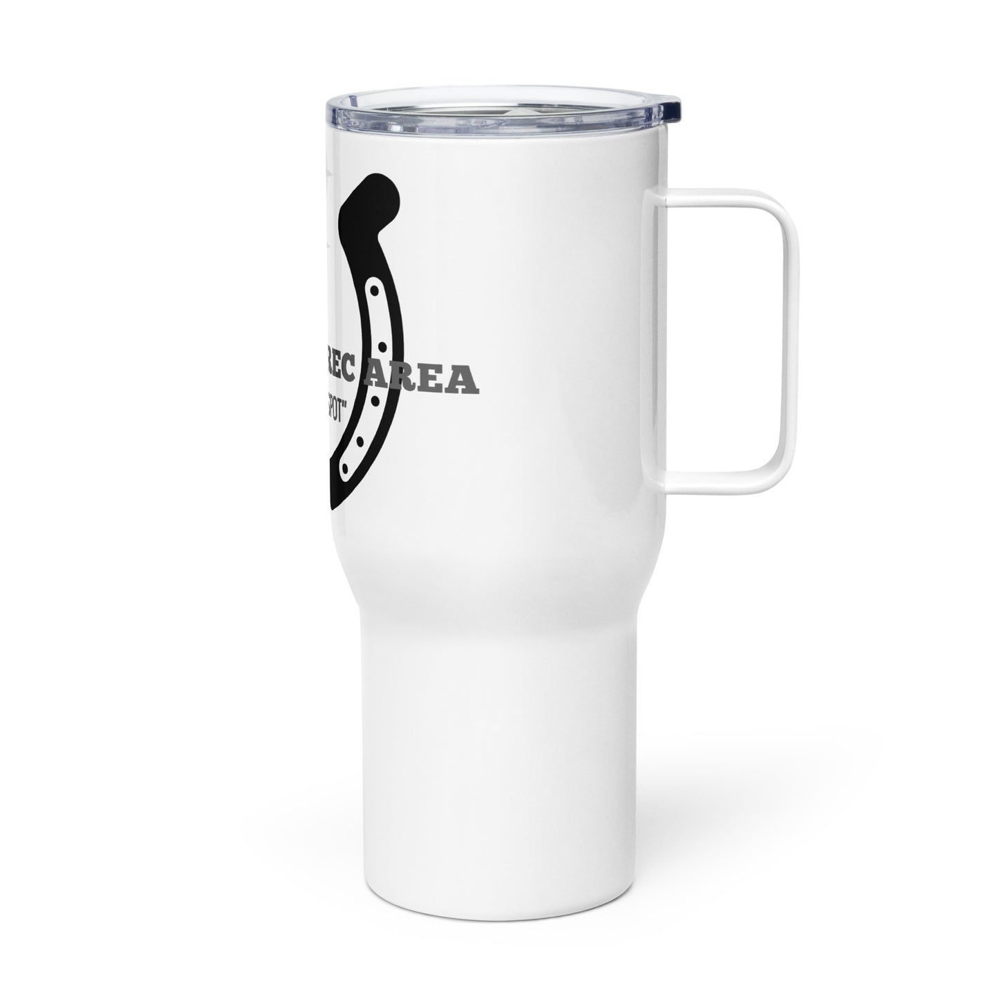 Horseshoe Rec Travel mug with a handle