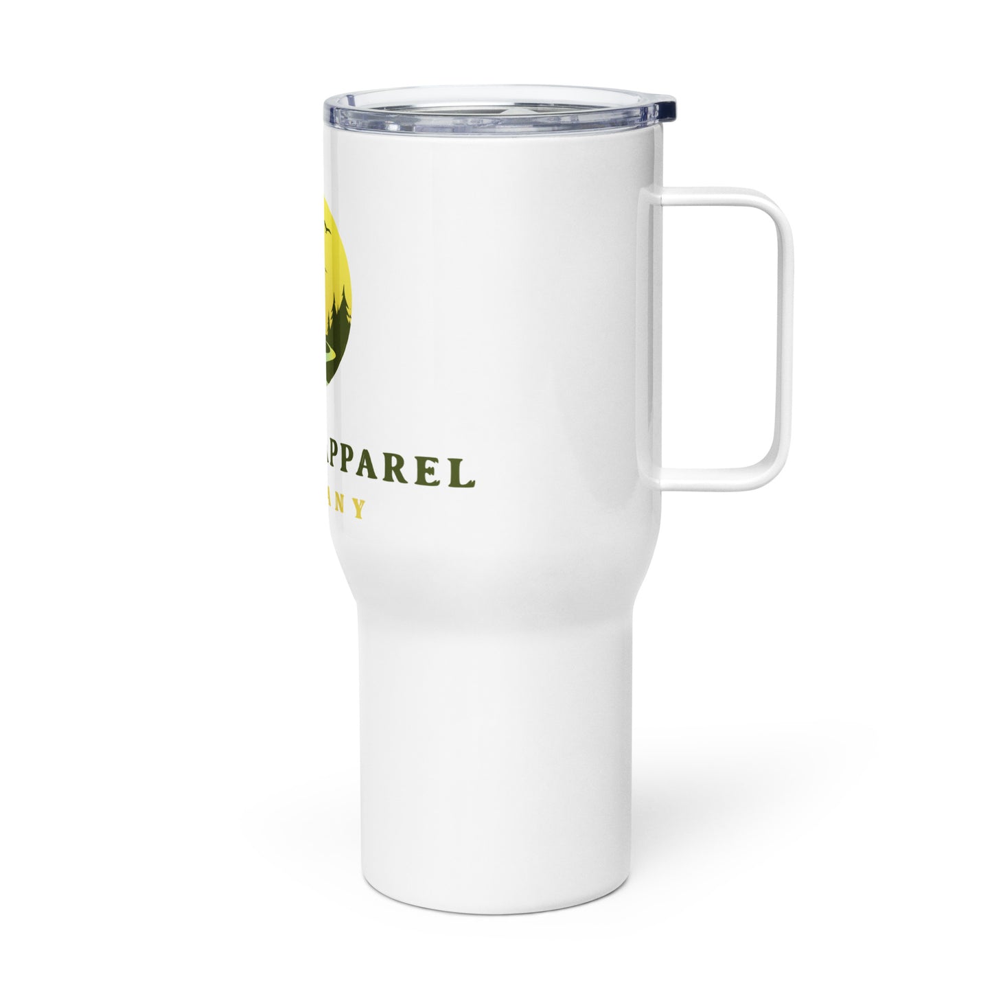 Oakdale Apparel Co Travel mug with a handle
